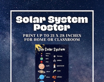 Solar System Poster: Educational Space Print (Digital Download)
