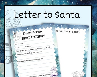 Letter to Santa ~ Dear Santa, Editable letter to Santa, Dear Santa letter, Printable, Editable letter Santa, Santa wish list, Santa Claus