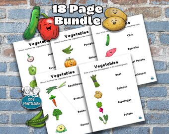 Vegetable Worksheet Bundle: Sorting & Matching (Digital Download)