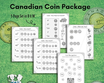 Canadian Coin Recognition Worksheets: Money Math (Printable)