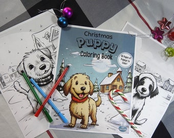 Christmas Puppy Coloring Book: 18-Page Festive Fun (PDF Download)