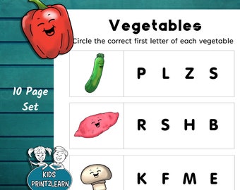 Vegetable Sorting Worksheets: Veggies Match & Circle - PreK, Kindergarten (PDF Digital Download)