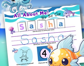 Name Writing Practice: All About Me - By the Sea (PDF Printable)