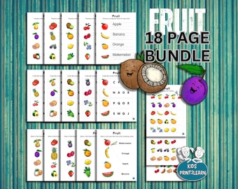 Fruit Worksheet Bundle: PreK Learning Activities (Digital Download)