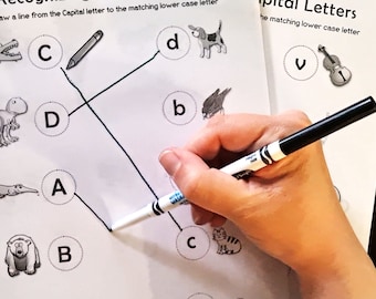 Animal ABC Printable: Uppercase & Lowercase Matching Worksheet (PDF Download)
