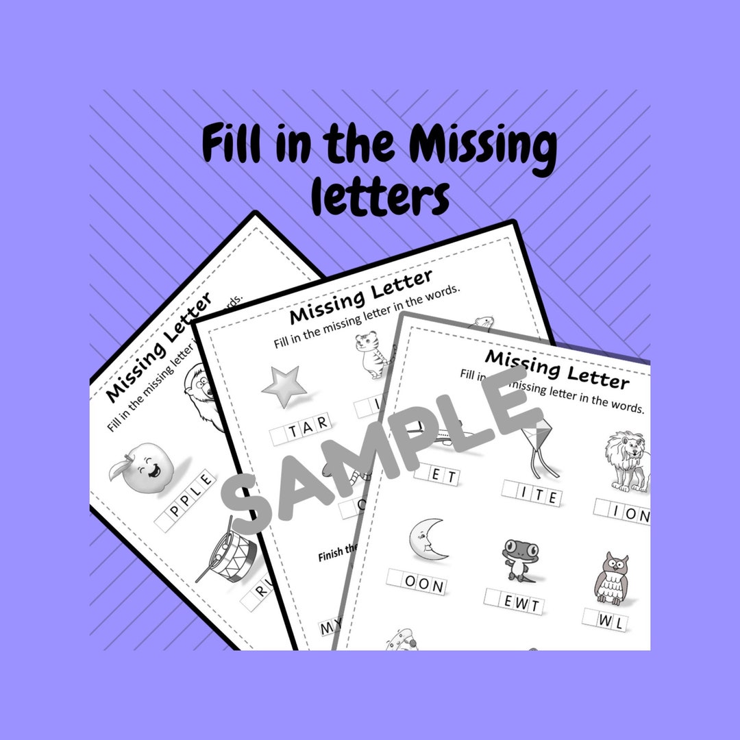 Missing Text Script Missing Letters Worksheet: Prek Learning Activity (PDF Download) - Etsy