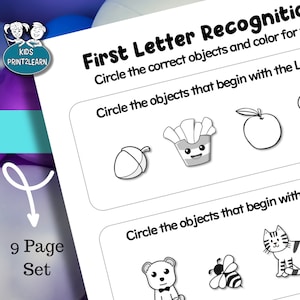 First Letter Learning Worksheets: PreK-KG Alphabet Activities (PDF)