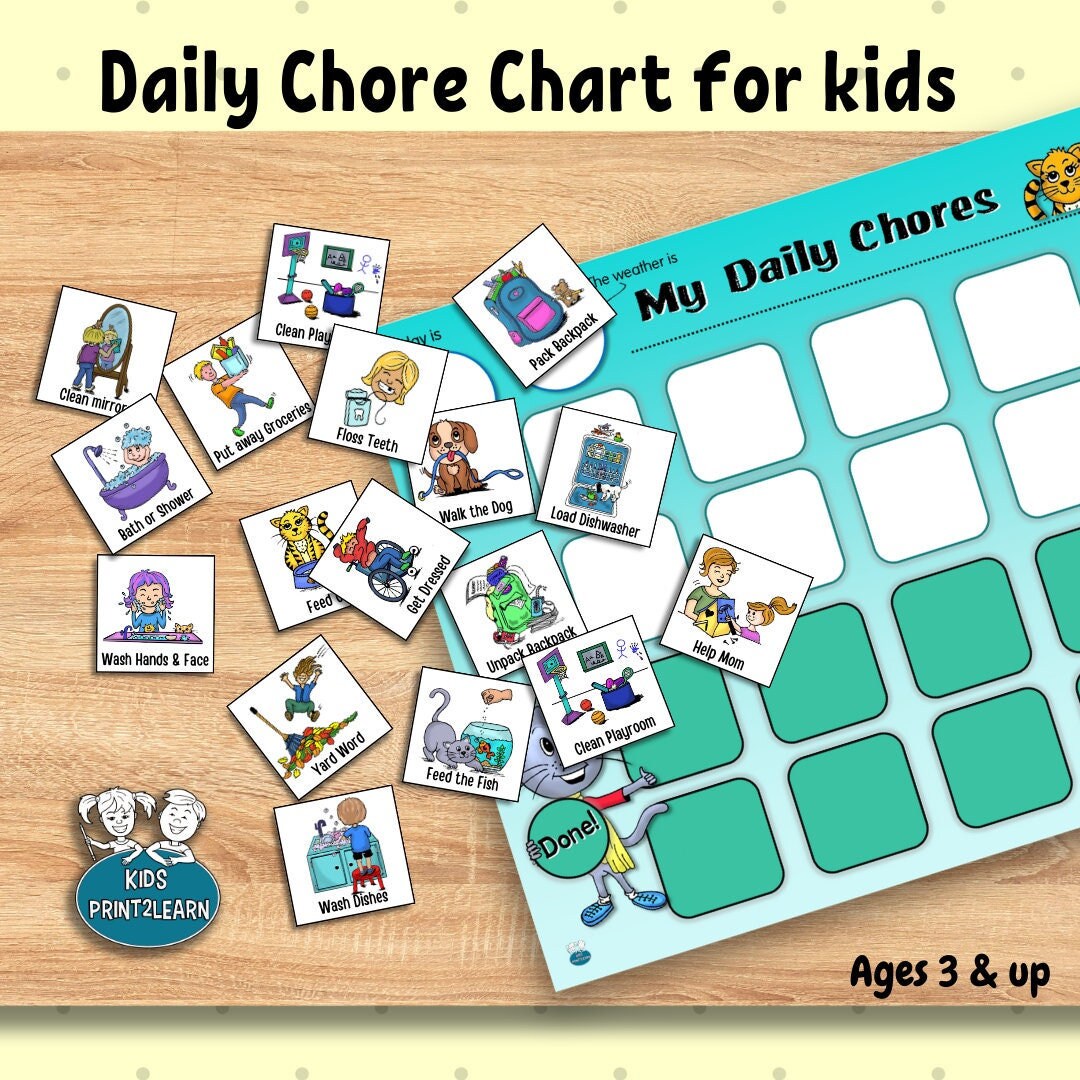 Kids Chore Charts Chore Charts Editable Chore Chart Visual - Etsy