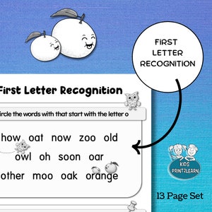 First Letters Worksheet: Alphabet Learning, PreK-Kg (PDF Download)