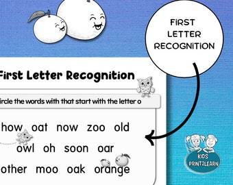 First Letters Worksheet: Alphabet Learning, PreK-Kg (PDF Download)