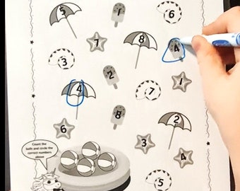 Preschool Counting Worksheet Set: Montessori Math Activities (PDF Download)