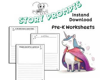 Story Prompts Worksheet Set: Creative Writing for PreK (Digital Download)