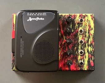 Cassettone Mini - a LoFi tape player instrument (Pink & Green Splatter Paint - #1)