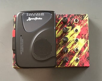 Cassettone Mini - a LoFi tape player instrument (Pink & Green Splatter Paint - #2)