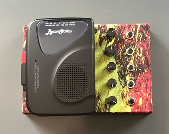 Cassettone Mini - a LoFi tape player instrument (Pink & Green Splatter Paint - #3)