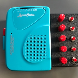 Cassettone Mini - a LoFi tape player instrument (Teal & Red)