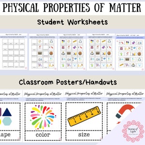 Printable Physical Properties of Matter Worksheets / Physical Properties of Matter Posters/ Matter Worksheet/ science worksheet/chemistry
