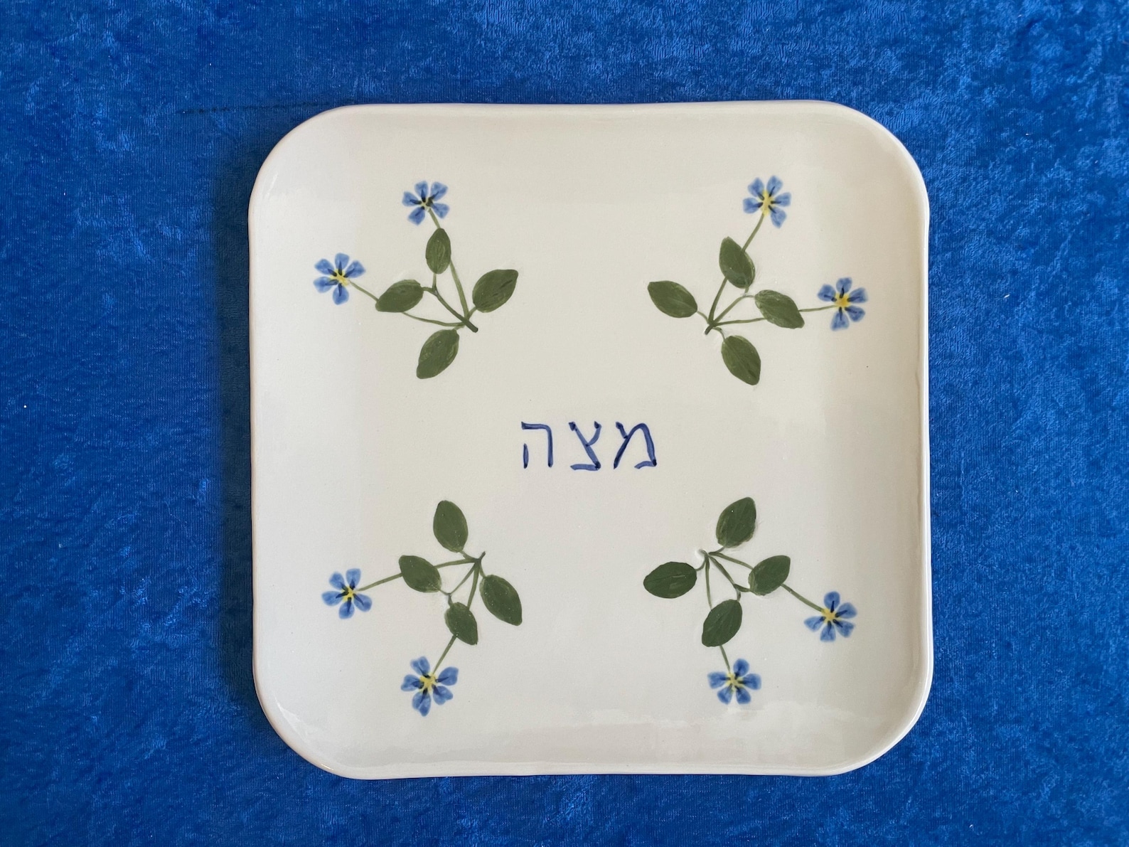 Ceramic Flowered Matzah Plate