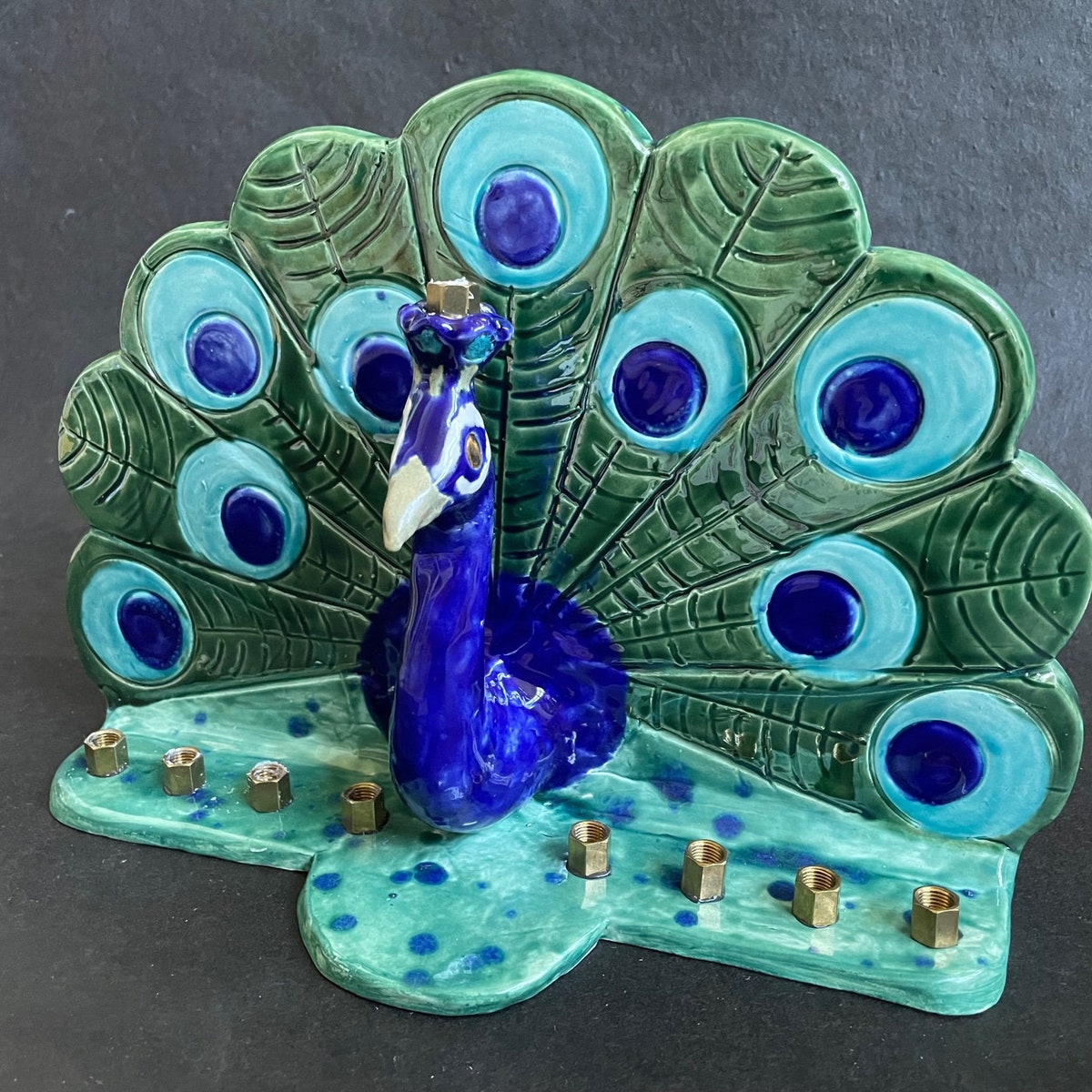 Peacock Hanukkah Menorah - Etsy