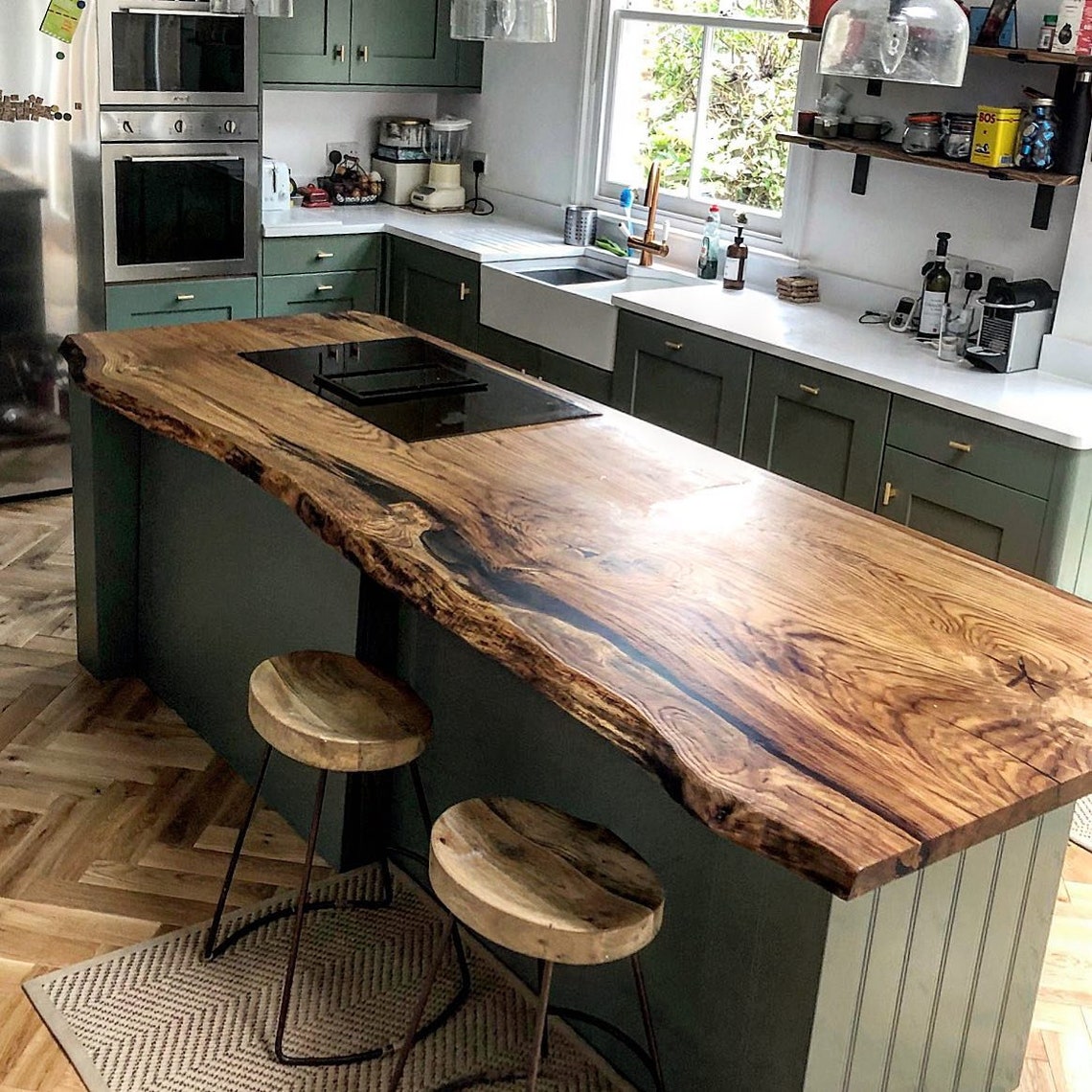 Sale Handmade Kitchen Island Live Edge Farmhouse Solid Wooden Etsy