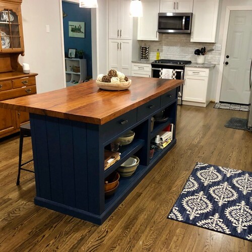 Sale Handmade Kitchen Island Live Edge Farmhouse Solid Wooden Etsy