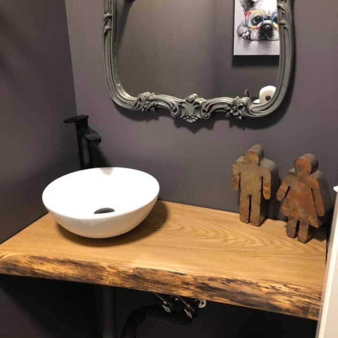 Sale Handmade Bathroom Vanity Floating Live Edge Farmhouse Etsy