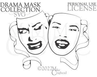 Drama Mask Set SVG PNG DXF for Personal Use