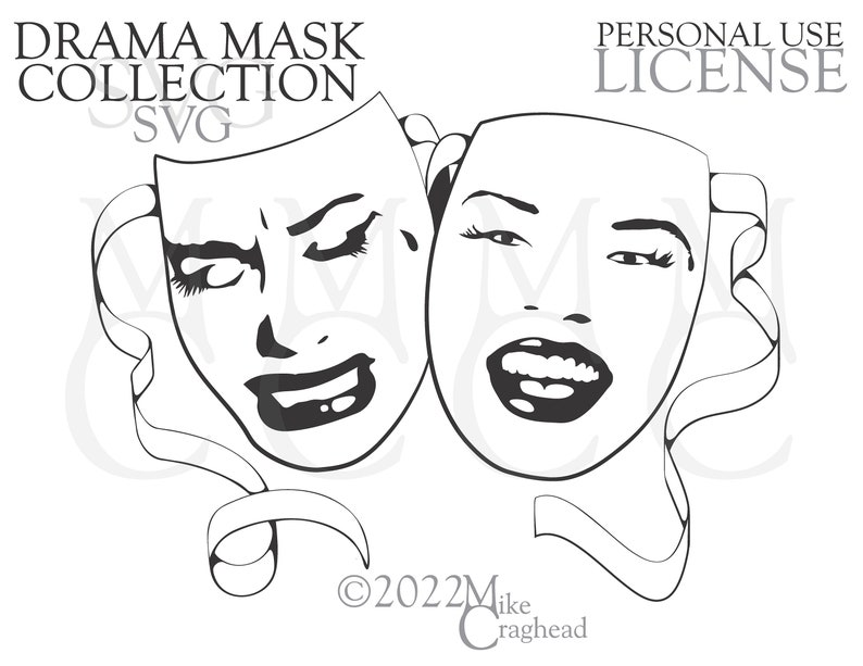 Drama Mask Set SVG PNG DXF for Personal Use Etsy