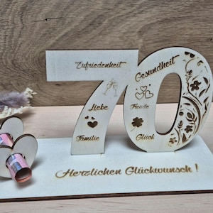 Geldgeschenk 70. Geburtstag aus Holz Personalisierbar