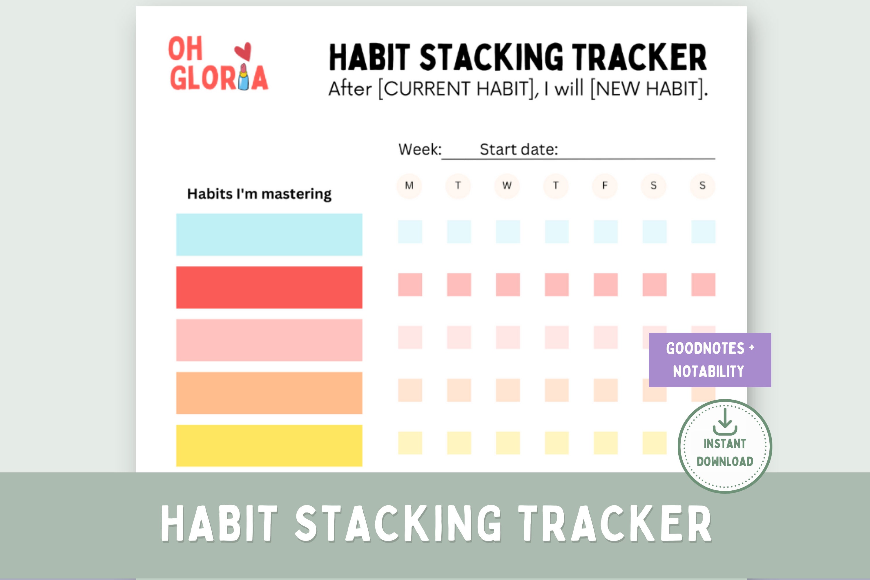 HABIT STACKING TRACKER, Habit Tracker, Minimalistic Habit Stacking HABIT STACKING TRACKER, Habit Tracker, Minimalistic Habit Stacking