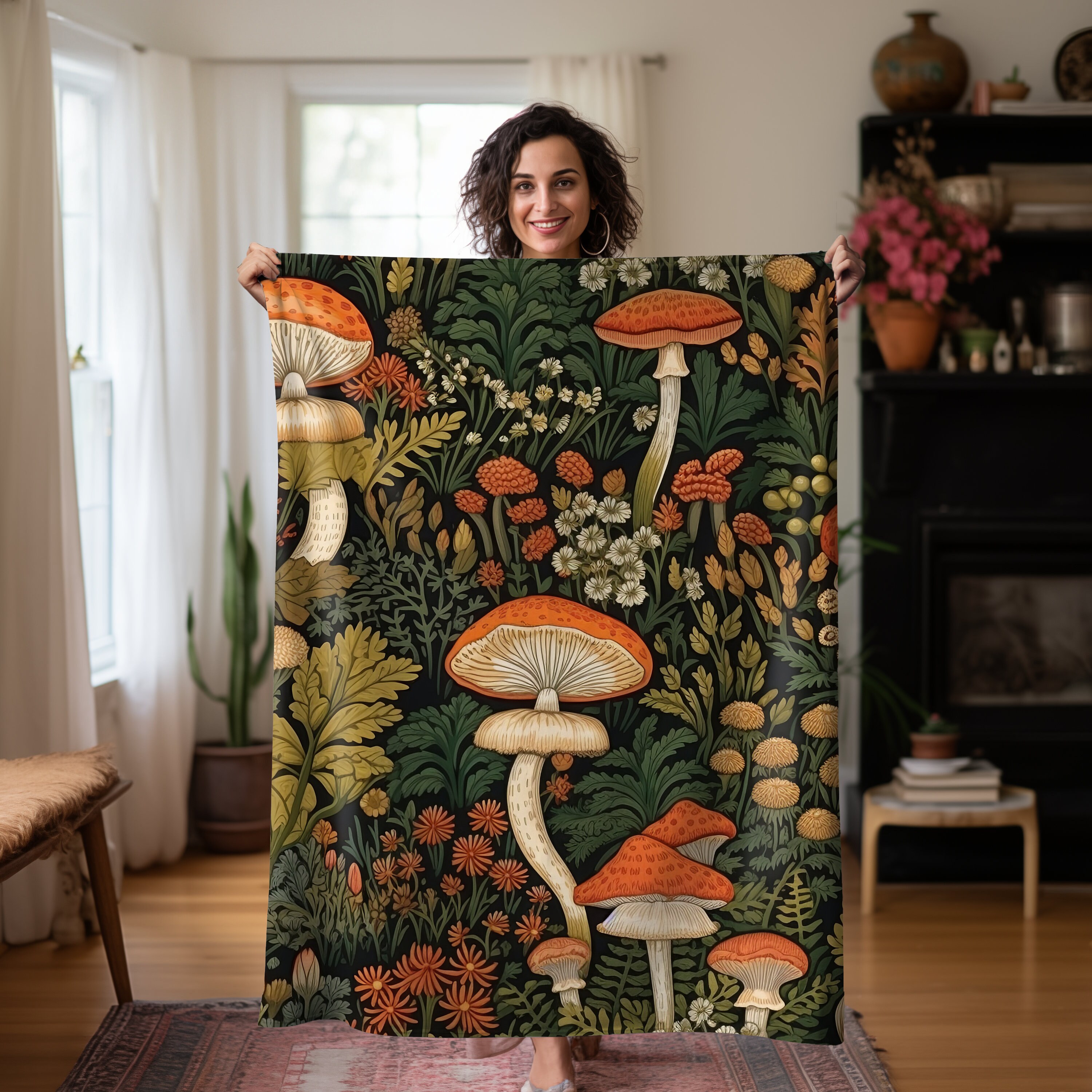 Vintage Mushroom Blanket Etsy Singapore