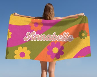 personalised Name Beach Towel, personalised gift, custom Pool Towel, Vacation Birthday Gift, beach towel name,Custom Checkerboard Beach Towe