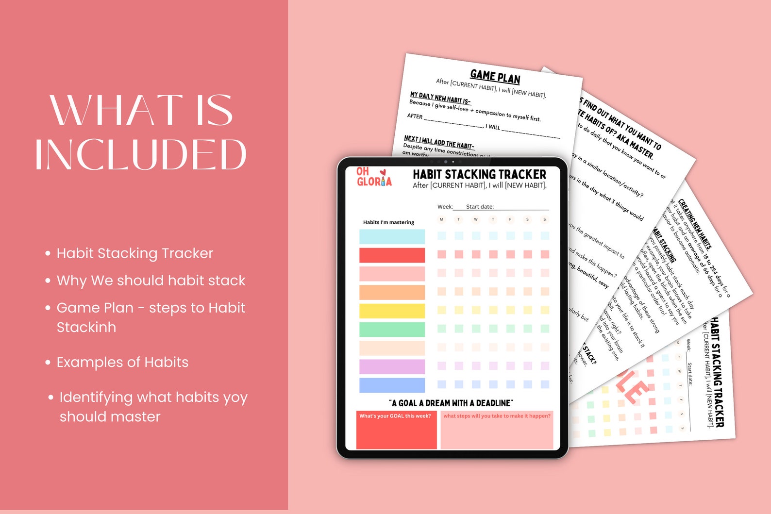 HABIT STACKING TRACKER, Habit Tracker, Minimalistic Habit Stacking