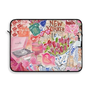 Collage Laptop case, Laptop iPad tablet sleeve, MacBook Sleeve, Flower Laptop Case, Flower Laptop Sleeve, Pretty Laptop Case