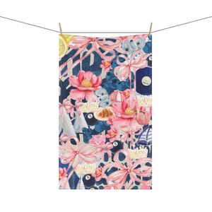Floral Print Tea Towels, Elegant Kitchen Decor, Gift for Hostess, Spring Decor, Housewarming Gift, Kitchen Accessories, Tea Towels