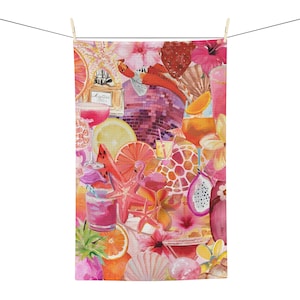 Fruit tea towel, Fruit dish towel, Guava Fruit tea towel, Starfish Towel, Fruit kitchen decor, Orange Tea towel, Tea towel art, Gift for Mom