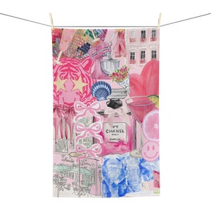 Coquette Collage Tea Towel, Scrapbook Tea Towel, Summer Tea Towel, Microfiber Tea Towel, Tea Towel for her, Tea Towel Art, Pretty Tea Towel