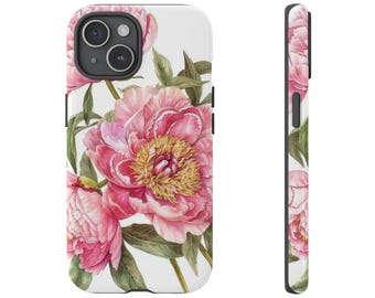 Peony Phone Case, Peonies Phone Case, iPhone 16 15 14 13 12 11, Samsung Galaxy S23 S22 S20, Pink Phone Case, Flower Phone Case, Tough Case