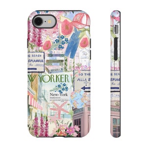 Trendige Collage Handyhülle, Pink Collage Handyhülle, iPhone 16 15 14 13 12 11 Samsung Galaxy S23 S22 S20, Sommerästhetische Handyhülle