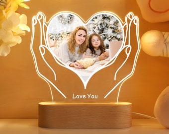 Veilleuse photo personnalisée, lumière LED pour collage photo personnalisé, lampe photo, cadeau collage photo, cadeau fête des mères, joyeuse fête des mères