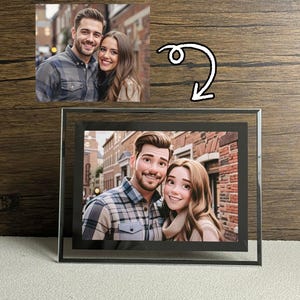 Custom Pixar Style photo frame，Personalised Portrait， Cartoon Portrait From Photo, Cartoon Style Gift, Gift for Couple，Gift for her