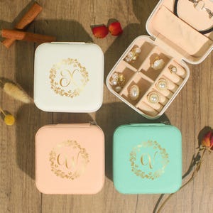Joyero de viaje personalizado, regalo de cumpleaños personalizado para mujeres, joyero portátil, regalos para damas de honor de boda, regalos para fiestas nupciales