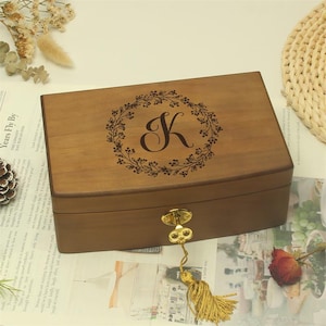 Portagioie in legno personalizzato per donna, portagioie retrò personalizzato, portagioie in legno personalizzato con lucchetto e chiave, elegante regalo retrò