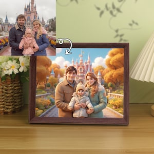 Custom Pixar Style 3D photo frame，Personalised Family Portrait， Cartoon Portrait From Photo, Cartoon Style Gift, Gift for Family