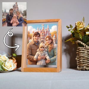 Benutzerdefinierter 3D-Fotorahmen im Pixar-Stil, personalisiertes Familienporträt, Cartoon-Porträt vom Foto, Geschenk im Cartoon-Stil, Geschenk für die Familie