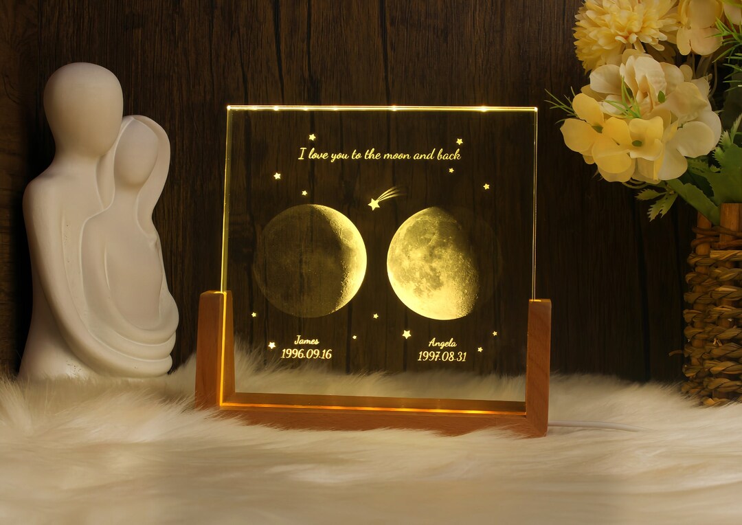 Personalized Moon Phase Crystal Lamp,custom Moon Crystal Nightlight,the ...