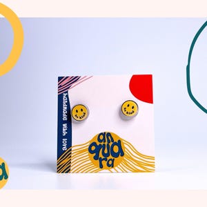 Be Kind Yellow Smiley Face Earrings - Cute Smiley Face Earrings - Smiley Emoji Stud Earrings - Be Kind Stud Earrings - 70s Theme