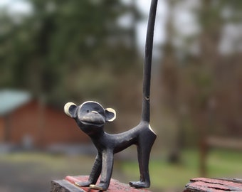 Walter Bosse Brass Monkey Figurine Pretzel Holder, Ring Holder, stamped, no ring