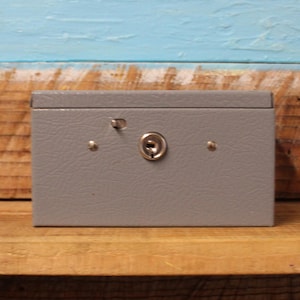 Money Safe MCM Decor Coin Box Gray  | Vintage Metal  | Money Safe Products 5.5x3 I Vintage metal organizer I No Key