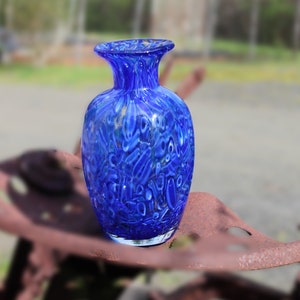 Vintage Cobalt Blue Glass Vase 9&quot; Tall